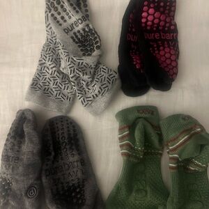 Pure Barre Tavi Noir Grip Socks Set - Gray, Black, Green